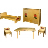 Комплект кукольной мебели «Василек»(шкаф, кровать, стол, два стула)