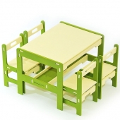 Кукольный набор: стол+4 стула (лак)