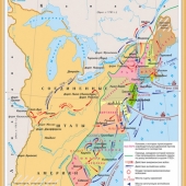 Карта Война за независимость и образование  США 1775-1783 гг. глянцевое 1-стороннее ламинирование