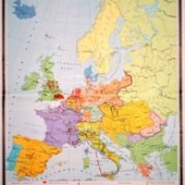 Карта Европа в 50-60 годах XIX века глянцевое 1-стороннее ламинирование
