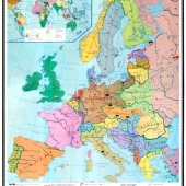 Карта Европа после Первой Мировой войны глянцевое 1-стороннее ламинирование