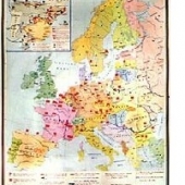 Карта Западная Европа 1924-1939 гг. (142х145) глянцевое 1-стороннее ламинирование