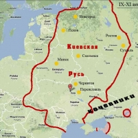 Карта Киевская Русь IX-XII вв. (140х104) глянцевое 1-стороннее ламинирование