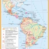 Карта Образование независимых государств в Латинской Америке глянцевое 1-стороннее ламинирование