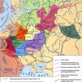 Карта Раздробленность Руси в XII перв. четв. XIII в. глянцевое 1-стороннее ламинирование