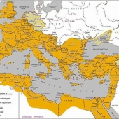 Карта Римская империя в 4-5 веках глянцевое 1-стороннее ламинирование