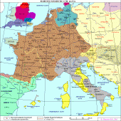 Карта Франкское государство 5в. середина 9 в. глянцевое 1-стороннее ламинирование