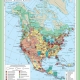 Карта Северная Америка социально-экономическая глянцевое 1-сторонее ламинирование