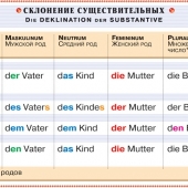 Таблица Немецкий язык. Склонение существительных 100х140 винил