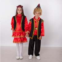 башкирский народный костюм (мальчик): рубашка, брюки, жилет, ремень