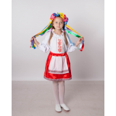 Украинский костюм (девочка): блузка, юбка с передником, венок с лентами)