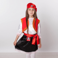 Пират 2 (девочка): блузка, юбка, бандана, жилет, кушак