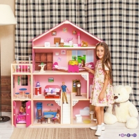 Большой дом для Барби «Мечта»(28 предметов мебели,лифт,лестница,гараж,балкон,качели)