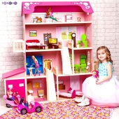 Деревянный дом для Барби «Нежность»(28 предметов мебели,2 лестницы, гараж)