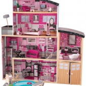 Большой искрометный кукольный дом для Барби «Сияние»(Sparkle Mansion) с мебелью 30 элементов