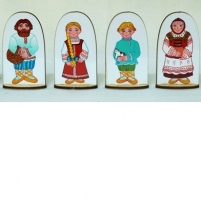 Набор кукол на подставке «Семья русская», 6 шт, фанера
