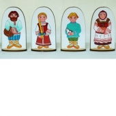 Набор кукол на подставке «Семья русская», 6 шт, фанера
