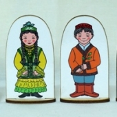 Набор кукол на подставке «Семья казахская», 6 шт, фанера