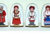 Набор кукол на подставке «Семья татарская», 6 шт, фанера