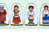 Набор кукол на подставке «Семья казаков», 6 шт, фанера