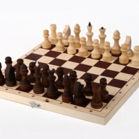 Шахматы обиходные парафинированные с доской (без подклейки) 290*145*38
