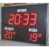 Часы-термометр электронные настенные,  с указанием t воды, воздуха